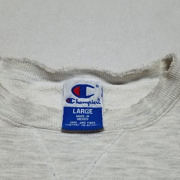 Vintage 90s Champion West Point Gray Heathered Distressed Spell Out Sweatshirt L - Picture 13 of 14